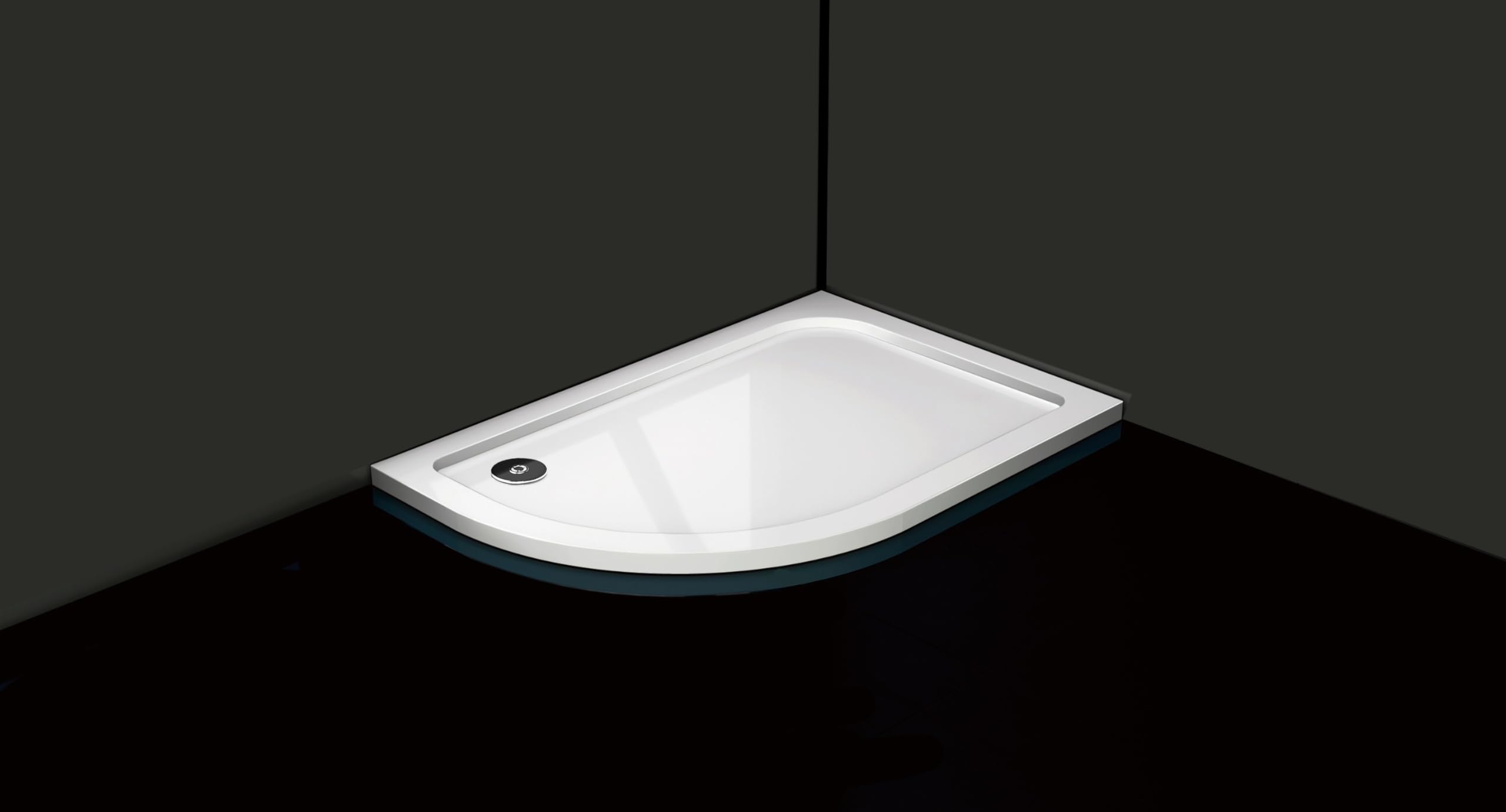 Quadrant Offset White Stone Shower Tray for Shower Enclosure Slimline Heavy with Waste (1200 x 800mm Left)