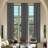Fcosie Extra Long & Extra Wide Thermal Blackout Chenille Curtain 4-in-1 Versatile Header - 100% Blackout Drapes - Noise Reducing Drapery for Loft Great Room Tall Window, 100" Wx240 L, Dark Grey, 1 PC