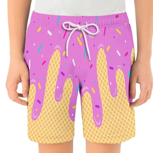 Ice Cream Shorts Boys Summer Cute Preppy Ice Cream Drip Baseball Lifestyle 101 Shorts Elastic Waist Active Track Short Pants2