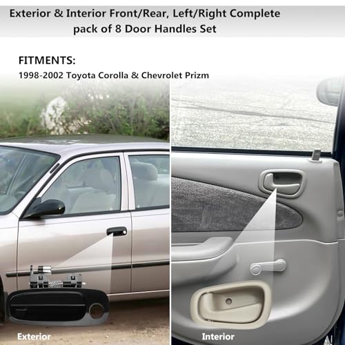 Door Handle Set Compatible With 1998-2002 Toyota Corolla, Chevy Prizm by TAYATUO - Used condition - Image 6