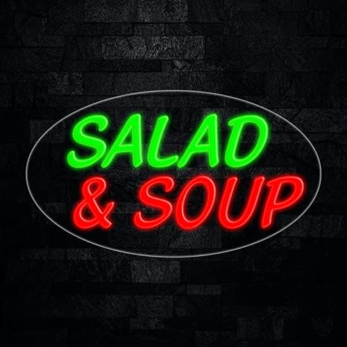 Letrero de neón LED de ensalada y sopa de 28 pulgadas de largo x 16 pulgadas de alto #34287