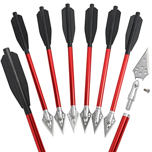 HNZMDY 6,7" Armbrust Bolzen Aluminium Armbrust Bolzen Pfeile mit Abnehmbaren Jagdspitzen für 50 lb / 80lb Armbrust Jagd 6/12St (12pcs, Rot) Cover