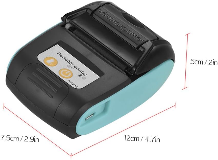 Thermal Receipt Printer, PT-210 58mm Portable Thermal Printer Handheld Ticket Bill Printer for Retail Stores Restaurants Factories Logistics Small Business,1 Paper Roll