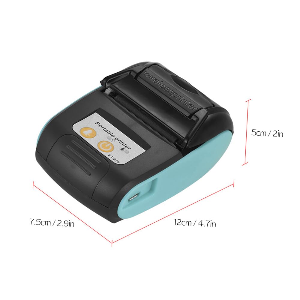 Impresora térmica de Recibos Impresora térmica portátil Pt-210 Impresora de Recibos 58 mm para minoristas Restaurantes Fábricas Logística 10 Rollos de Papel Compatible con iOS Android