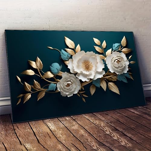 Toile moderne abstraite de fleurs pour salon et chambre déco murale élégante 60x110cm