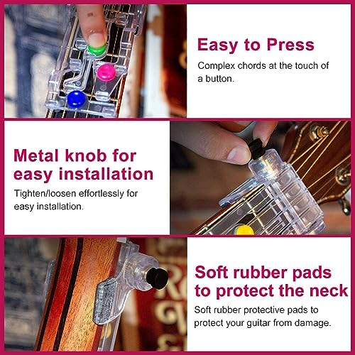 BRAVECOW Gitarrenaufsatz, Gitarrenlernwerkzeuge, Ein-Tasten-Akkordhilfe, Übungswerkzeuge, Hilfe für Gitarrenakkord für Erwachsene, Kinder, Trainer, Anfänger