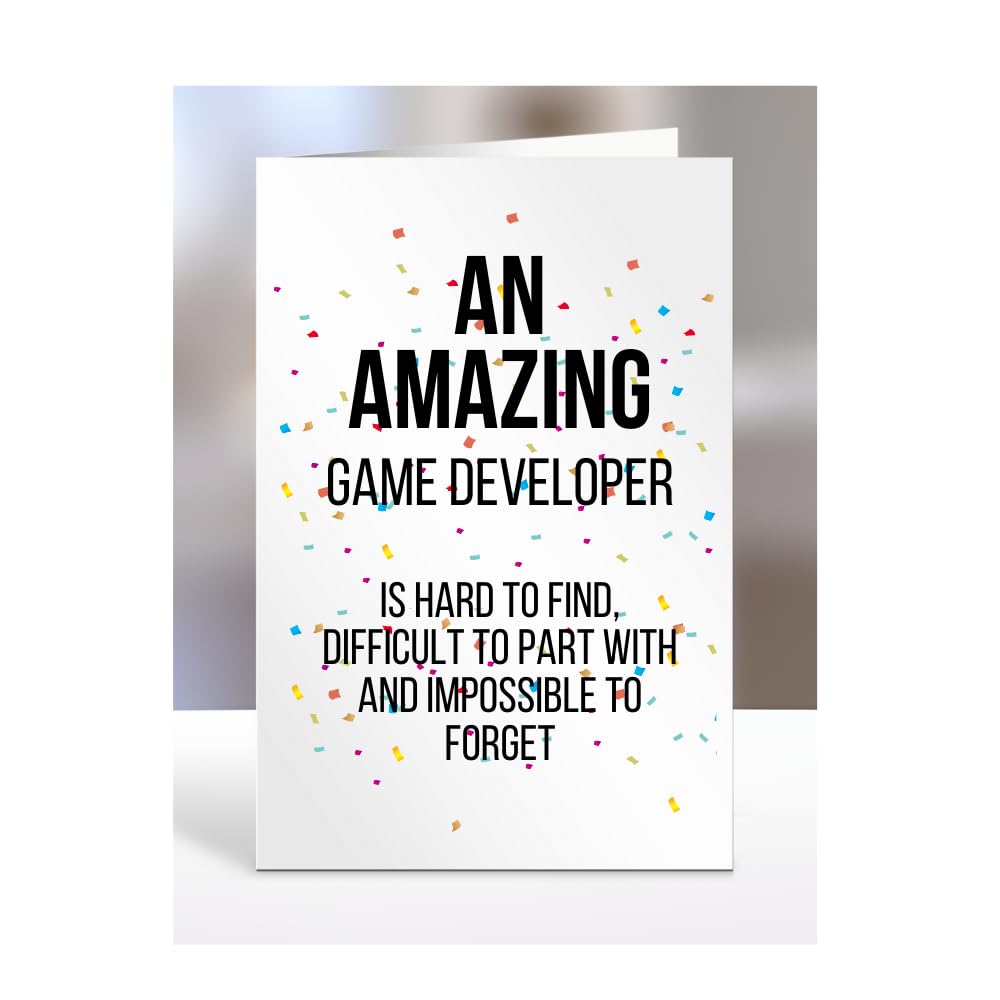 Retirement Card for Women Men, Leaving Gifts for Colleagues, Boss, Farewell, Goodbye Presents for Game Developer, An amazing is hard to find, A5-225b_43 — image 1