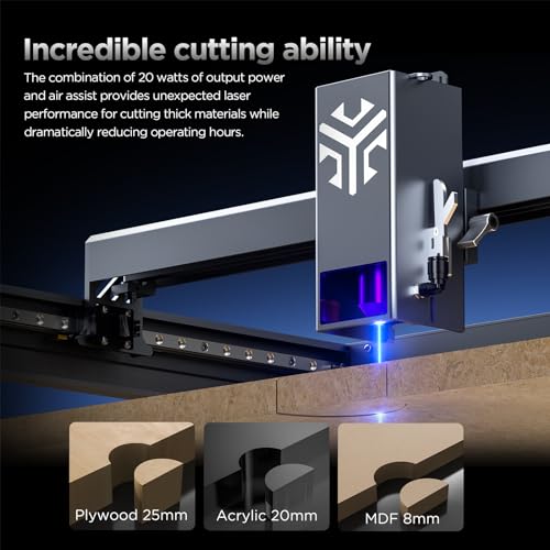 Acmer Gravador a laser P2, cortador a laser de saída de 20 W (20.000 mW), máquina de gravação a lase