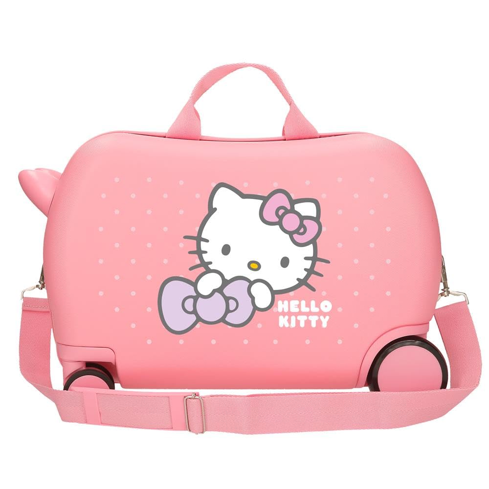 Hello Kitty My Favourite Bow, valigia cabina, valigia per bambini, realizzata in ABS, quattro ruote doppie a rotazione multidirezionale, pratica interna con due scomparti elastici in gomma., Rosa, 31
