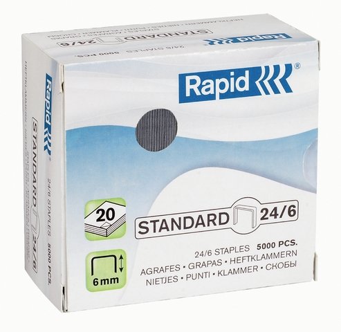 Boîte d'agrafes - Standard - 24/​6 - Galvanisé - 5000 agrafes - Rapid