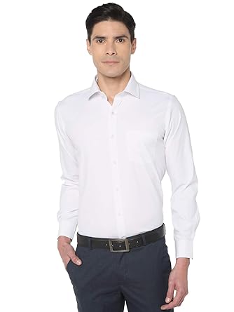 Men's White Slim Fit Cotton Dobby Formal Shirt