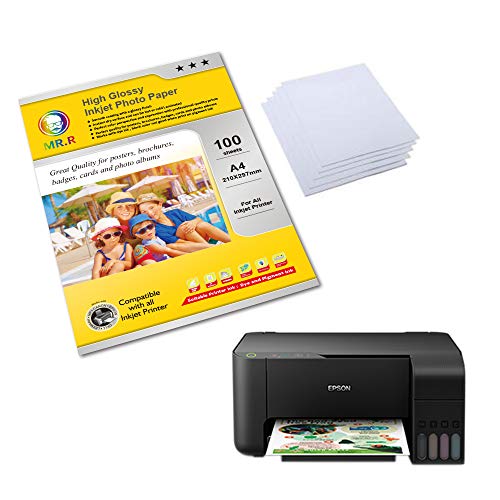 MR.R 300g/m² 100 Blatt A4 Format beidseitig hochglänzendes Inkjet bedruckbar Fotopapier tintenstrahldrucker glänzend foto paper Sofort Trocken Wasserfest Hochweiß fotoblätter