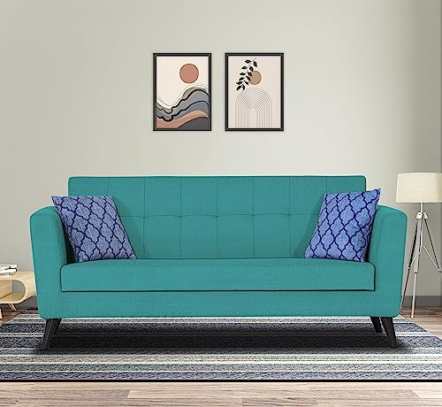 Image of Adorn India Dannis 3 Seater Sofa (Aqua Blue) (3 Year Warranty)