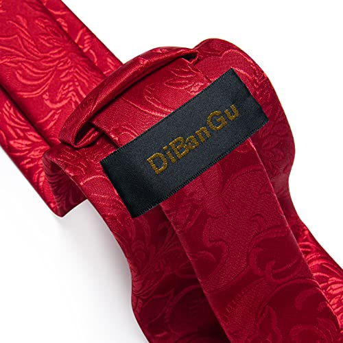 Image of DiBanGu Mens Paisley Tie Set Silk Woven Jacquard Necktie and Pocket Square Cufflinks Gift Set for Wedding Bussiness