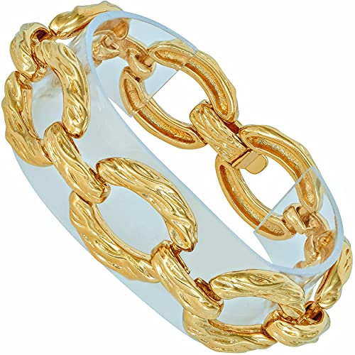 LIFETIME JEWELRY Grooved O-Link Bracelet for Men and Women 24k Real Gold Plated