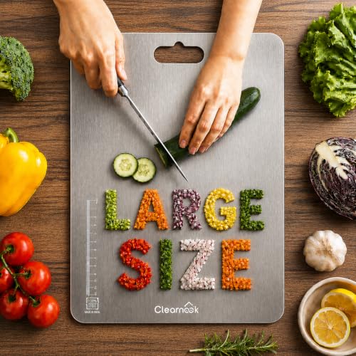 Image of Stainless Steel Chopping Board Large (1 Year Warranty) 35 x 25 cm | Steel Cutting Board for Kitchen | Vegetable Cutting Board | Heavy Duty Metal Chopper Board | Rust Proof & Easy to Clean