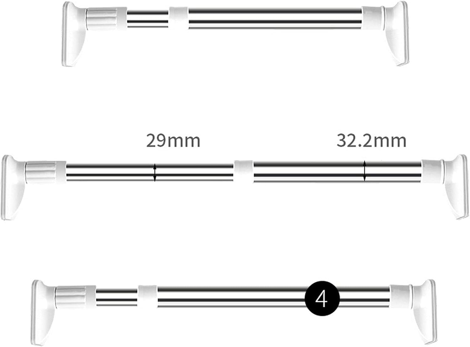 Punch-Free Telescopic Rod, Curtain Rod, Shower Curtain Rod, Wardrobe Pole, Bathroom Bathroom Shower Curtain Rod Curtain Track, 90~160CM