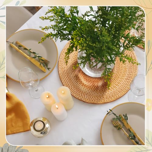 Gandeer 6 Pack Rattan Round Placemats, 13 Inch Woven Table Mats by Gandeer - Used condition - Image 5