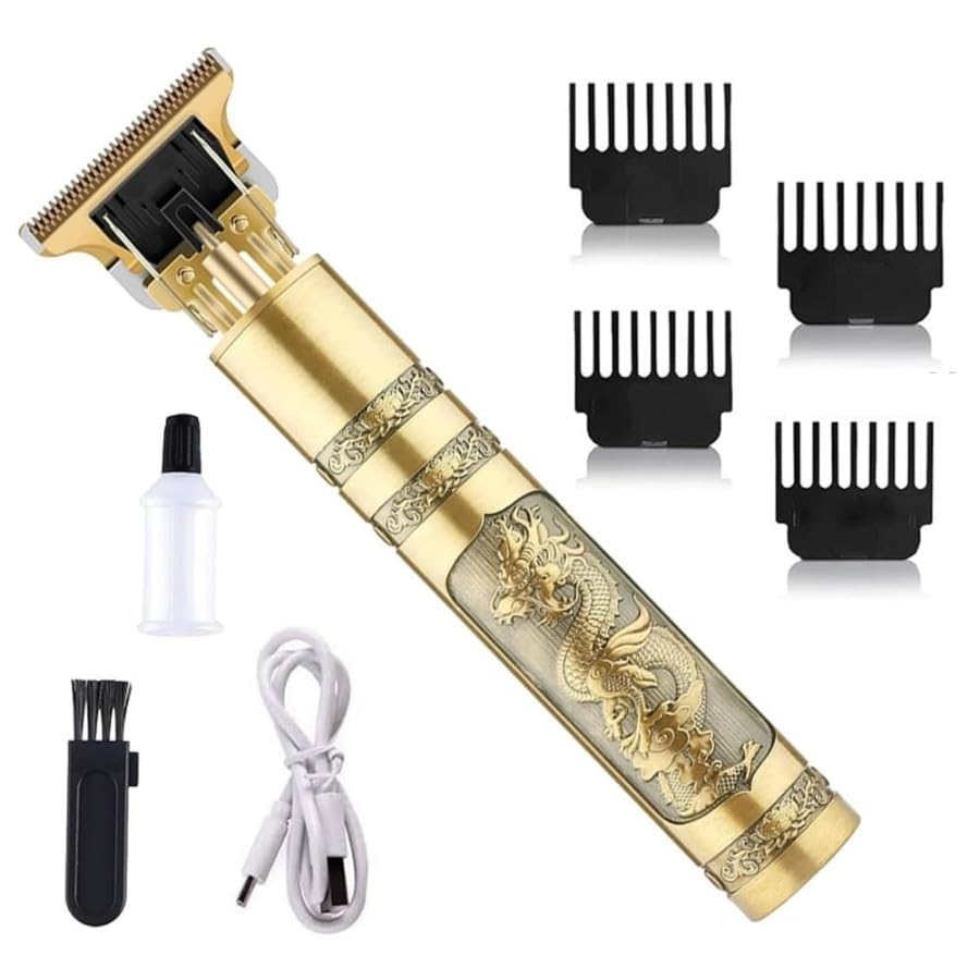 Vintage T9 Cordless Hair & Beard Trimmer – USB Rechargeable 1200 mAh Battery, Acute‑Angle Titanium Alloy T‑Blade, 4 Guide Combs (1.5/2/3/4 mm), Ultra‑Quiet Salon Precision Clipper-image-13