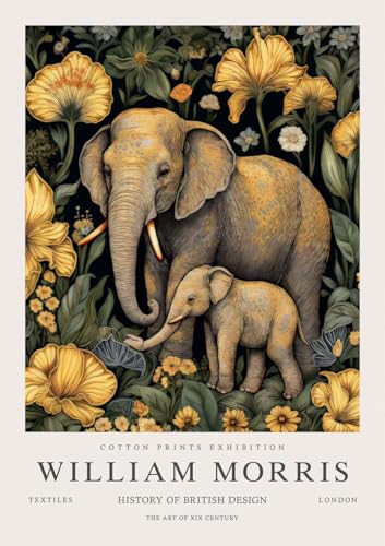 Art mural Éléphant William Morris : impression sur toile haut de gamme pour intérieur chic