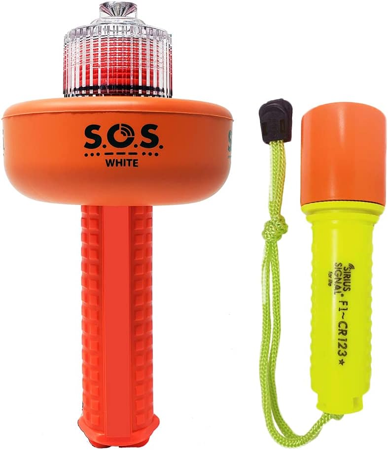 Sirius Signal C-1003 SOS LED Flare Electronic Visual Distress Signal and Floating Flashlight Bundle