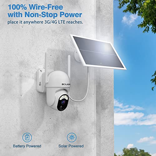 Soliom 3G/4G Lte Cellular Solar Security Cameras With Sim Card,Wireless Outdoor Battery Powered Camera Pan Tilt 355°View With 1080P Night Vision,No Wifi,Spotlight Pir Motion Sensor, S40 #TOP2