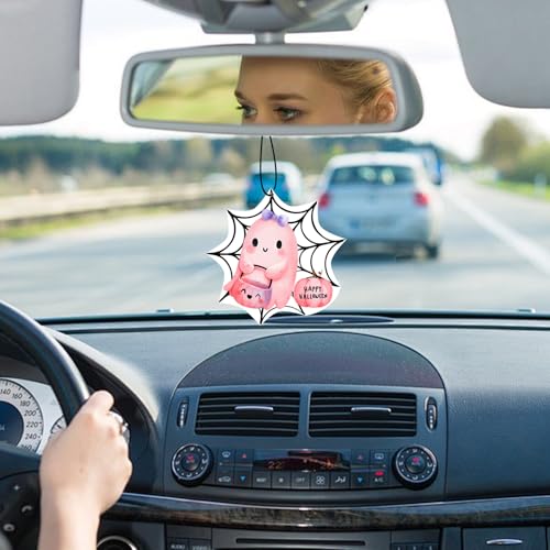 Image of 5Pcs Halloween Cute Ghost Car Air Fresheners Pink Pumpkin Horror Car Interior Accessories Hanging Scents Anime Freshener Automotive Room Decor For Women Teen Girls Gift