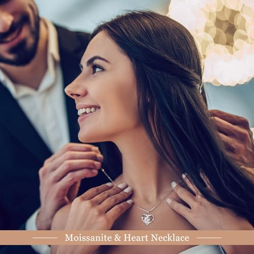 MOOSEA Moissanite Heart Pendant Necklaces for Women, 1-3ct D Color VVS1 925 Sterling Silver Anniversary Birthday Gifts for Women Wife Girlfriend Jewelry Moissanite Necklace2