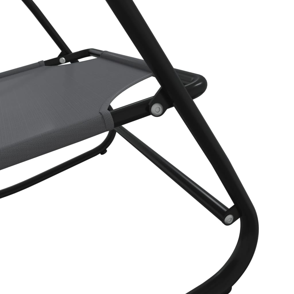 Chaises Longues à Bascule, Lot de 2, Acier Thermolaqué et Textilène Respirant, Design Confortable et Moderne, Fauteuil Salon Relax, Rocking Chair Extérieur,Balcon, Couleur Gris, 89 x 58 x 93.5 cm