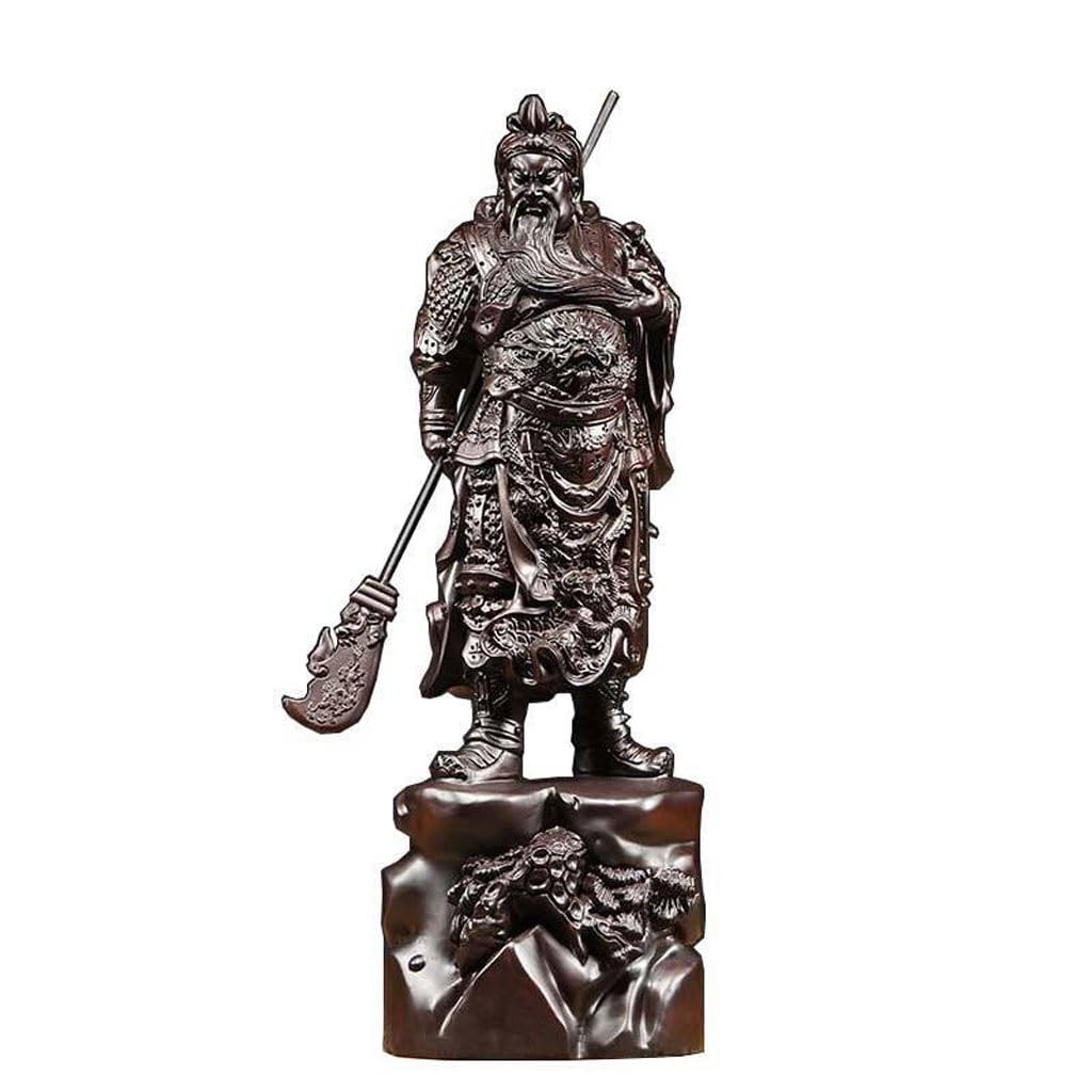 Dekoracja biurka rzeźba w drewnie Guan Gong ozdoby posąg z litego drewna Buddy dekoracja salonu Guan Er Master God Crafts Rzeźby Home Decor(19,68 cala)