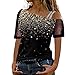 Caixunkun Frauen Bedruckte schulterfreie Oberteile Sexy Glitzer-Kurzarmhemd-Blusenoberteile Hemden 84 - Yellow X-Large