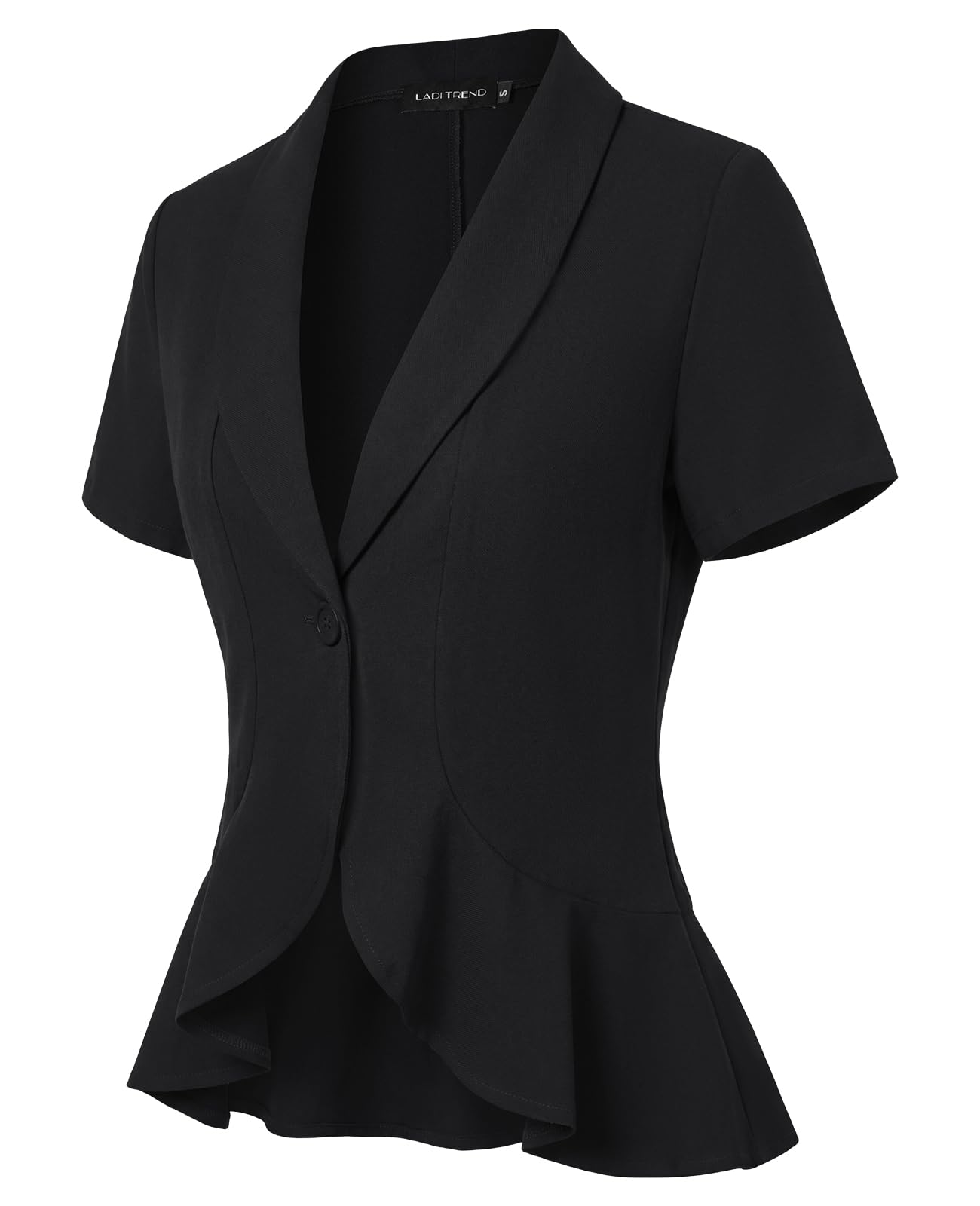 Blazer da donna a maniche corte in cotone e lino, elegante, con un bottone, abbigliamento casual da lavoro, ufficio