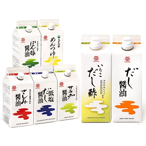 鎌田醤油 バラエティー7本セットC (だし醤油 いりこだし酢 低塩だし醤油 うどん県めんつゆ ぽん酢醤油 サラダ醤油 さしみ醤油)