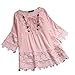 Liangzai Tops Summertime Lady V Escote Dúctil Punto Regular Ajuste Suave Tres Cuartos Mangas Musical Cotta, rosa, XXXL