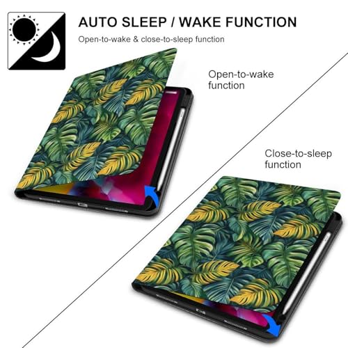 Coque iPad Pro 11 slim à imprimé feuilles d'été avec porte-crayon