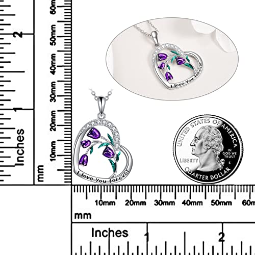 CRMAD Purple Tulips Necklace Sterling Silver Moonstone/Crystal/Cross Flower Tulips Jewelry Mother's Day Gifts3