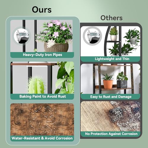 Image of Plant Stand Indoor with Grow Lights 11 Tiered Wood Indoor Plant Shelf 62 inch Tall Plant Stand Metal Frame for Indoor Plants Multiple Flower Pot Holder, Large Plant Rack for Living Room Patio Corner