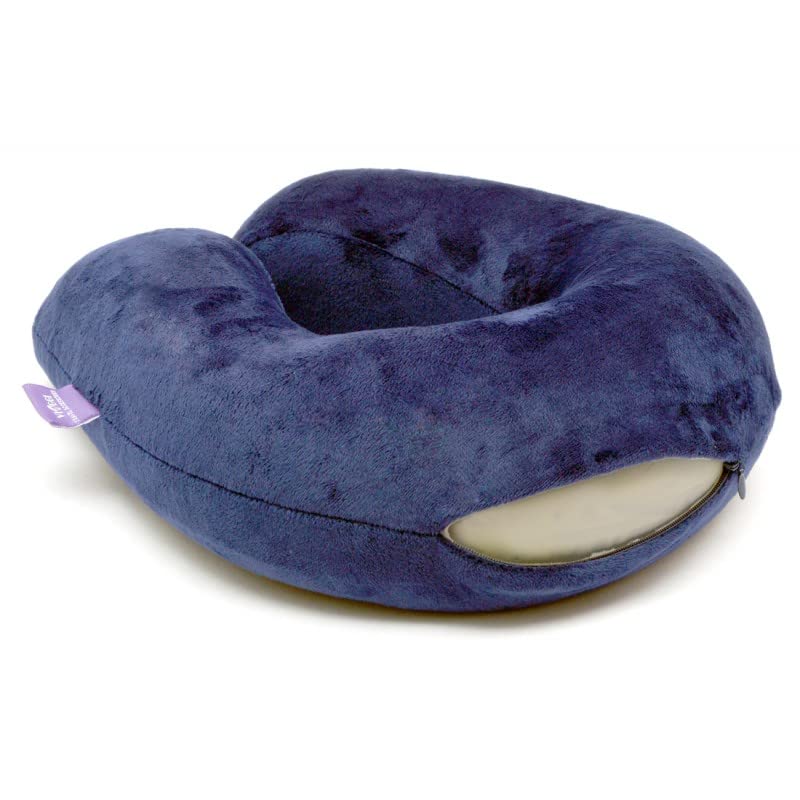 Image of Viaggi U Shaped Memory Foam Travel Neck Super Soft Orthopedic Cervical Comfortable Head Rest Travelling Pillows (Navy Blue)