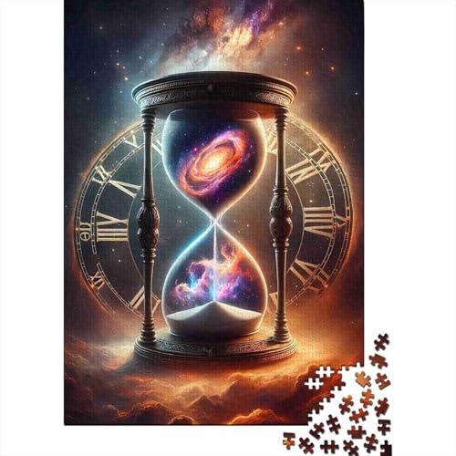 Puzzle de 1000 piezas del Reloj de Arena Cósmico con fondo de galaxia para adultos de 70x50cm