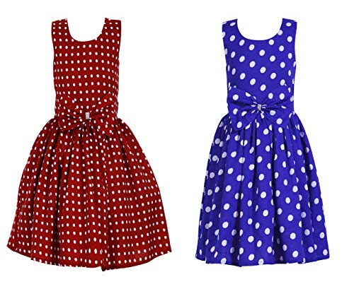 Image of Casual Frock for Baby Girls,Blue Printed and Olive Printed,Pack of 2