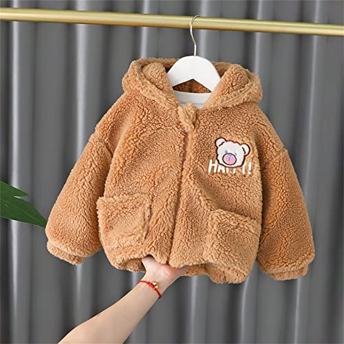 Cartoon Fleece Sherpa Zip Up Jacket for Baby Girls Hooded Bear Ears Coat with Pockets Toddler Boys Cute Warm Clothes4