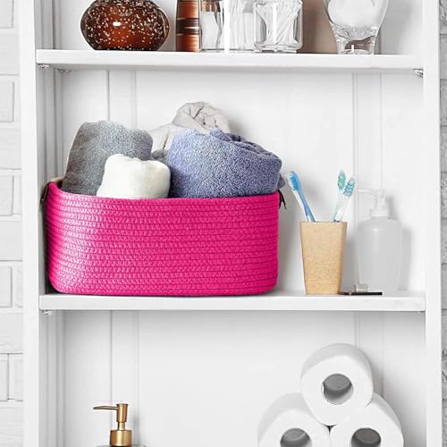 Image of GUDDE Cotton Rope Woven Storage Basket for Toys, Laundry & Blankets | Nursery Organizer Bin | Dog Toy Basket | Decorative Gift Hamper | Jute Style Home Storage (Red)