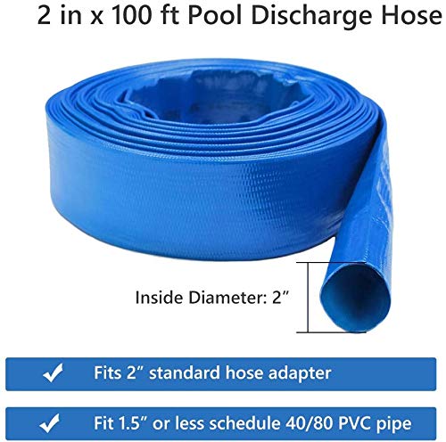 2'' x 100 FT Discharge and Backwash Hose, Heavy Duty Reinforced PVC Pool Discharge Hose Lay Flat Drain Hose for Swimming Pools by Eastrans - Image 4