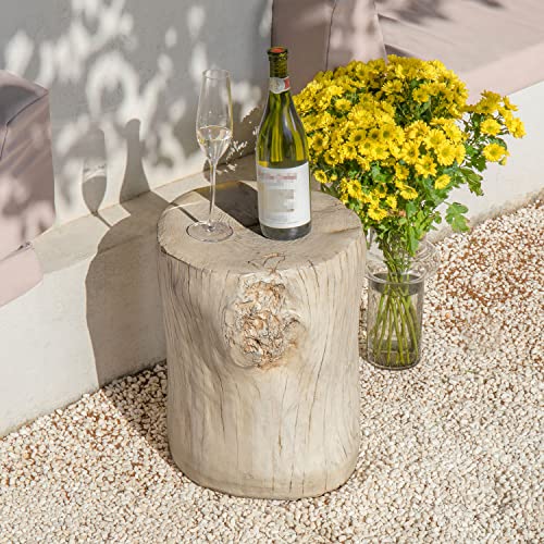 Cosiest C0160205 Outdoor Antique Beige Side Table Faux Wood thumb #3