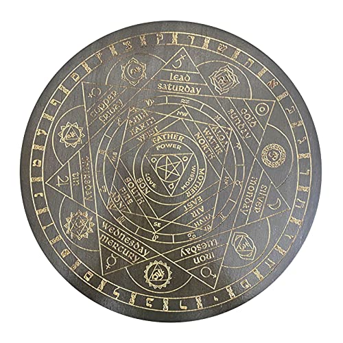 Pendule en forme d'étoile - Pendule rond en bois sculpté - Parfait pour le Reiki, la radiesthésie, les lectures de divination (23 cm) Cover