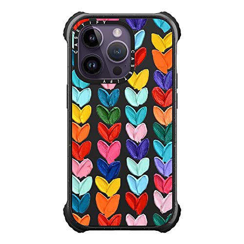 Coque Ultra Impact iPhone 14 Pro Casetify Magsafe noir mat finition premium à pois