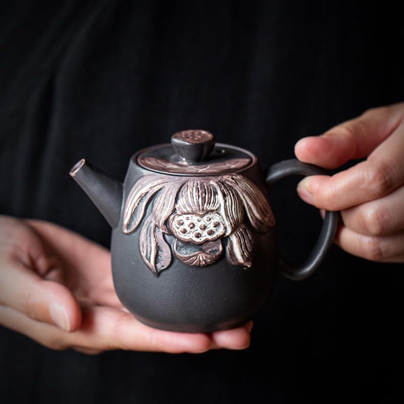 Dzbanek do herbaty ziołowej, czarny ceramiczny czajniczek, chiński styl, retro zestaw do herbaty Kung Fu, domowy Dzbanek do kawy, zaparzacz do herbaty liściastej