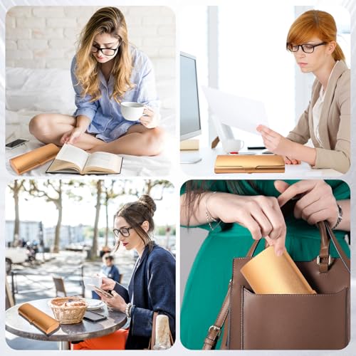 Image of Hifot Aluminium Glasses Case, Slim Reading Glasses Case, Portable Travel Metal Eyeglass Spectacles Protection Hard Shell
