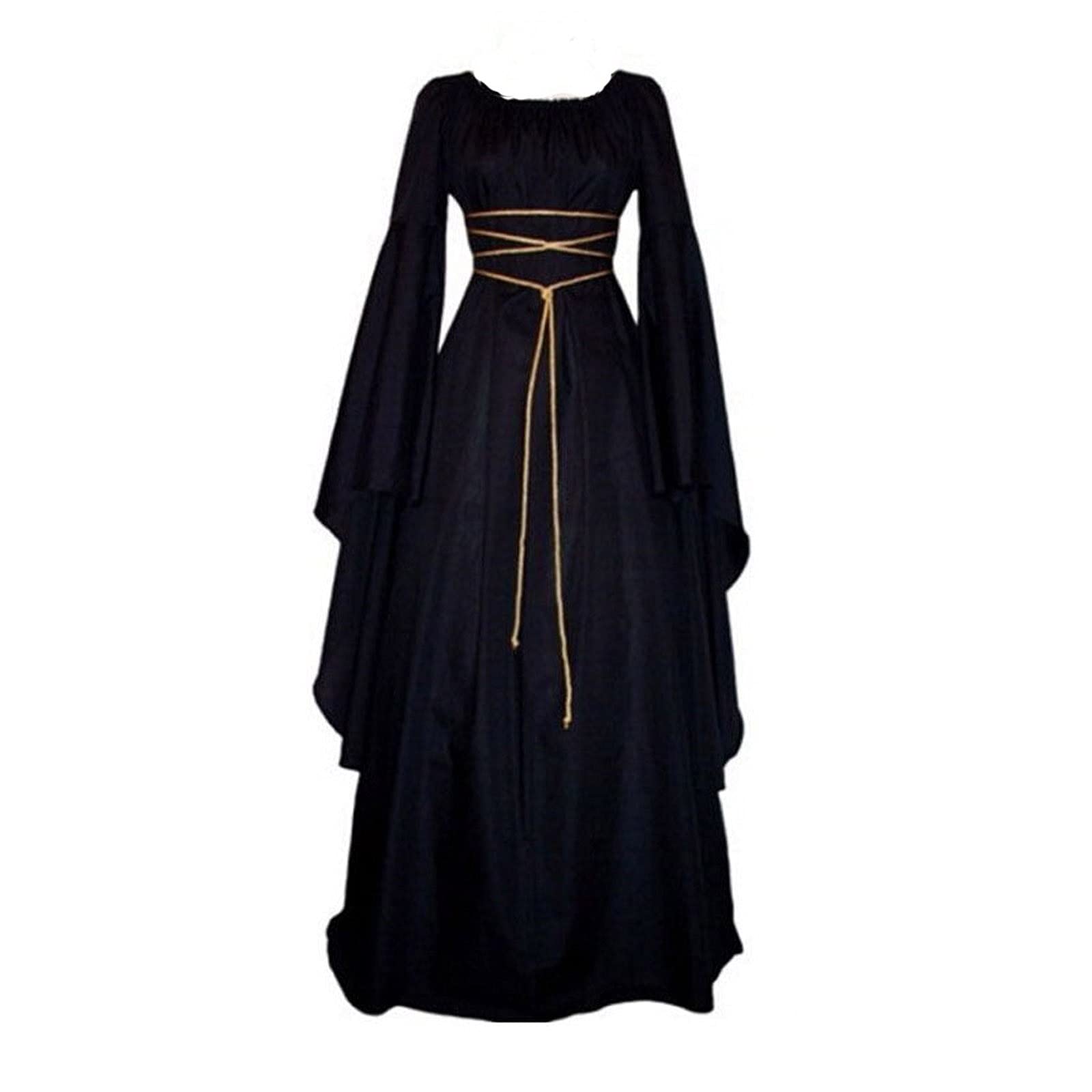 Abito da donna medievale con maniche a tromba, stile retrò, costume da principessa vittoriano