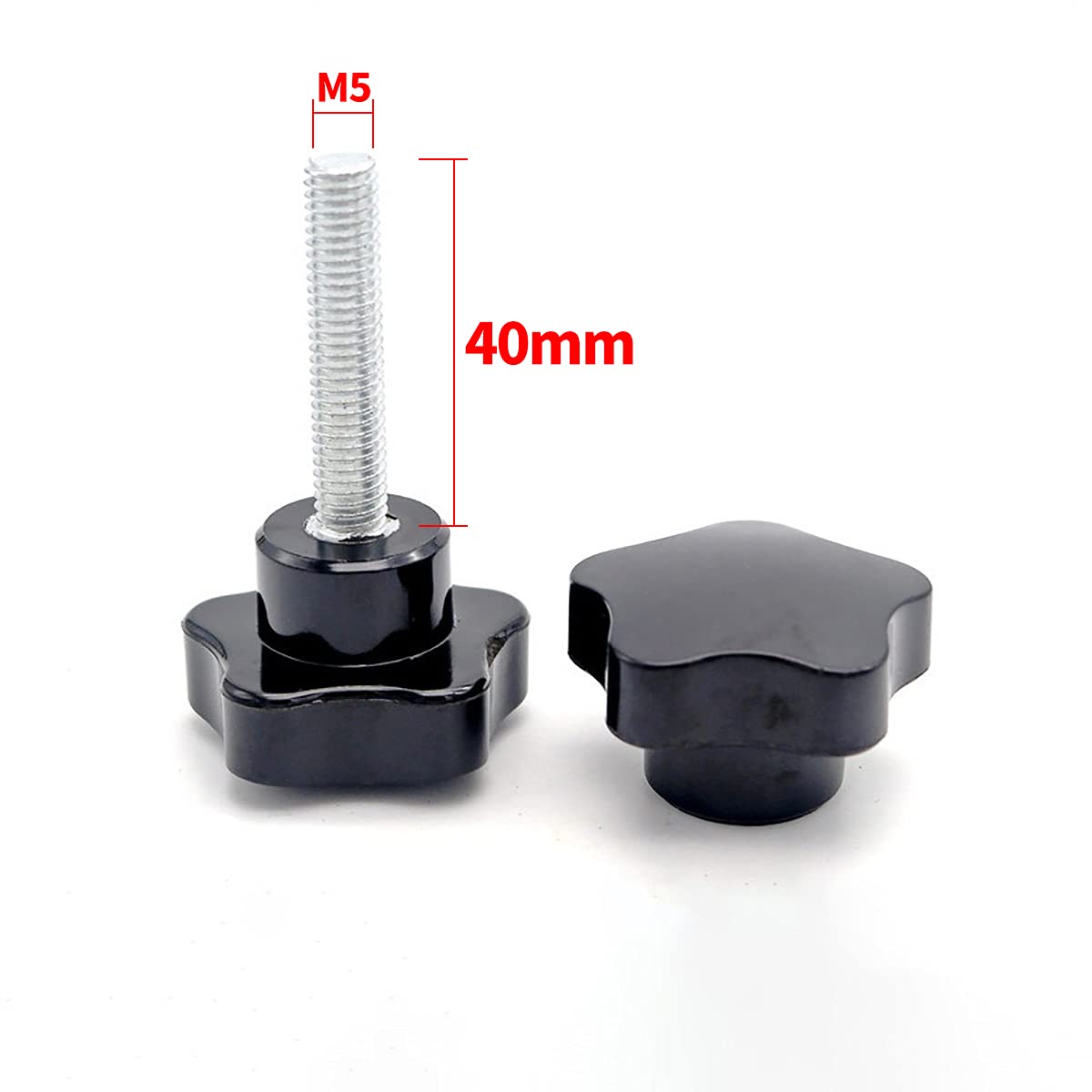 Unifizz Clamping Knob for Lathes Mechanical Equipment Instruments and Industrial Equipment Furniture Decoration Star Shape Pentagonal Head Screw Bolt Clamping Handle Screw Bolt M5 x 40mm 1pcs - Image 2
